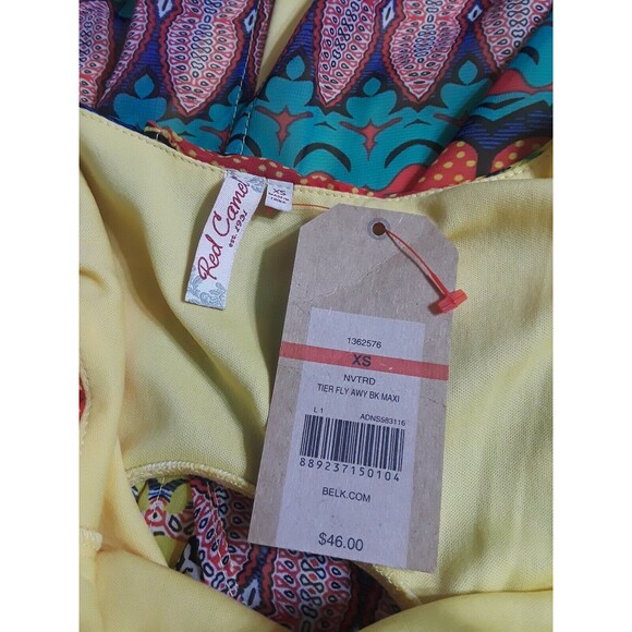 Red Camel Maxi Dress Spaghetti Strap Open Back Boho Multicolor XS New $46.00 - Picture 11 of 12